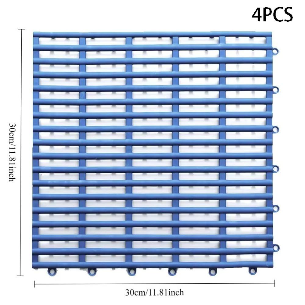 Quick-Dry Non-Slip Mat Interlocking Bathroom Mat Hollow Splicing Floor Mat Balcony Use синий