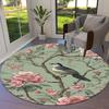 1PC Bird Flower Non-Slip Floor Round Carpet, Office, Family, Bedroom, Large Area Rug Indoor Rugs, Durable Polyester-Z0429