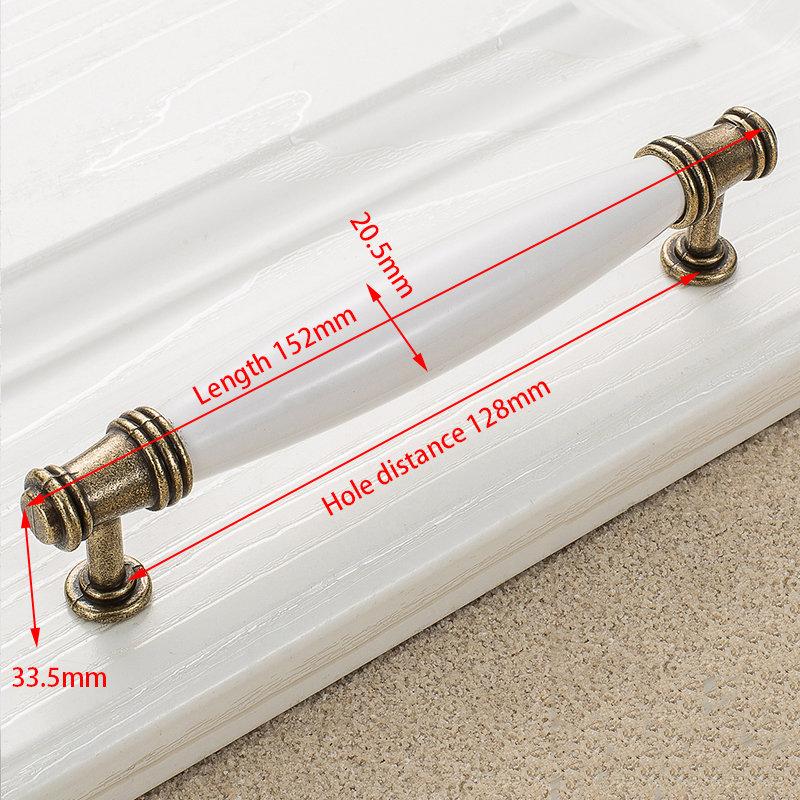 KAK Antique Bronze White Ceramic Cabinet Handles Zinc Alloy Drawer Knobs Wardrobe Door Handle Simple European Furniture Hardware