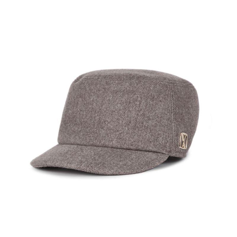 VARZAR VA Square Studded Wool Bellboy Cap Brown