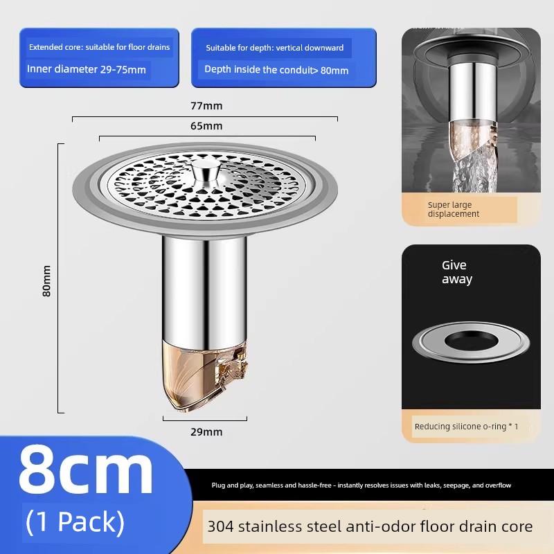 Magnetic Anti-Odor Core for Bathroom Floor Drain, Universal Bathroom Drain Pipe Filter, Anti-Insect and Anti-Odor Device for Toilet