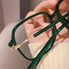 Personalized Anti-Blue Light Square Glasses Frame, Female Round Face, Plain Face And Thin Green Large Frame Flat Light Mirror Frame