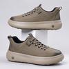 New Men's Solid-Colored Thick-Soled Casual Shoe For Autumn Winter Comfortable Lace-Up Walking Shoe Soft-Soled Outdoor Flat Shoes