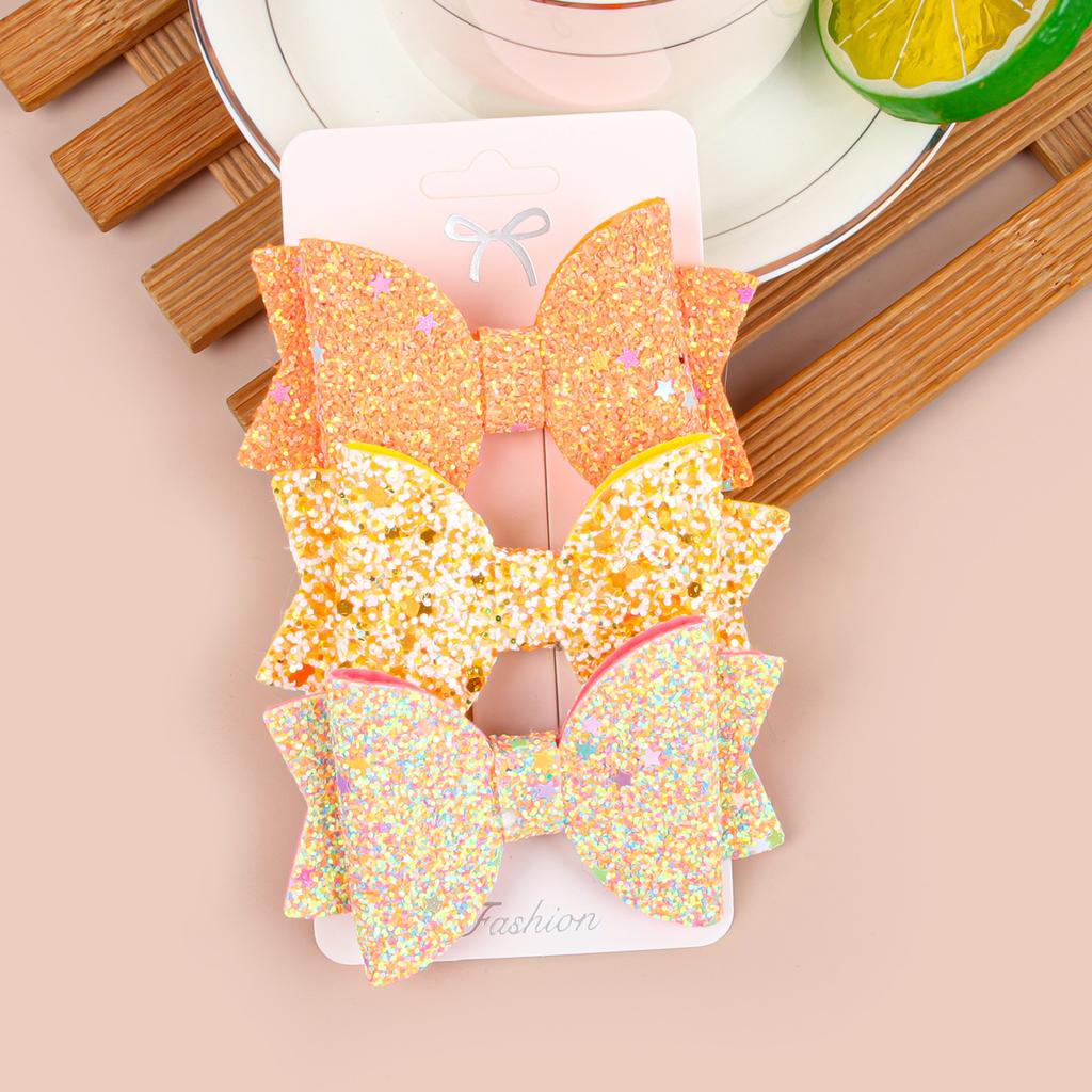 3 STÜCKE Bunte Haarschleifen mit Clips Niedliche 3'' Glitzer Haarschleifen Haarnadel Haarspangen Haarclip Kopfbedeckung Kinder Kinder Haaraccessoires