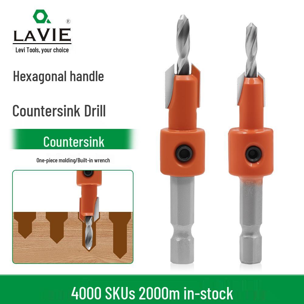 Orange Hexagonal Shank Woodworking Countersink Drill Bit for Hidden Screw Hole Making