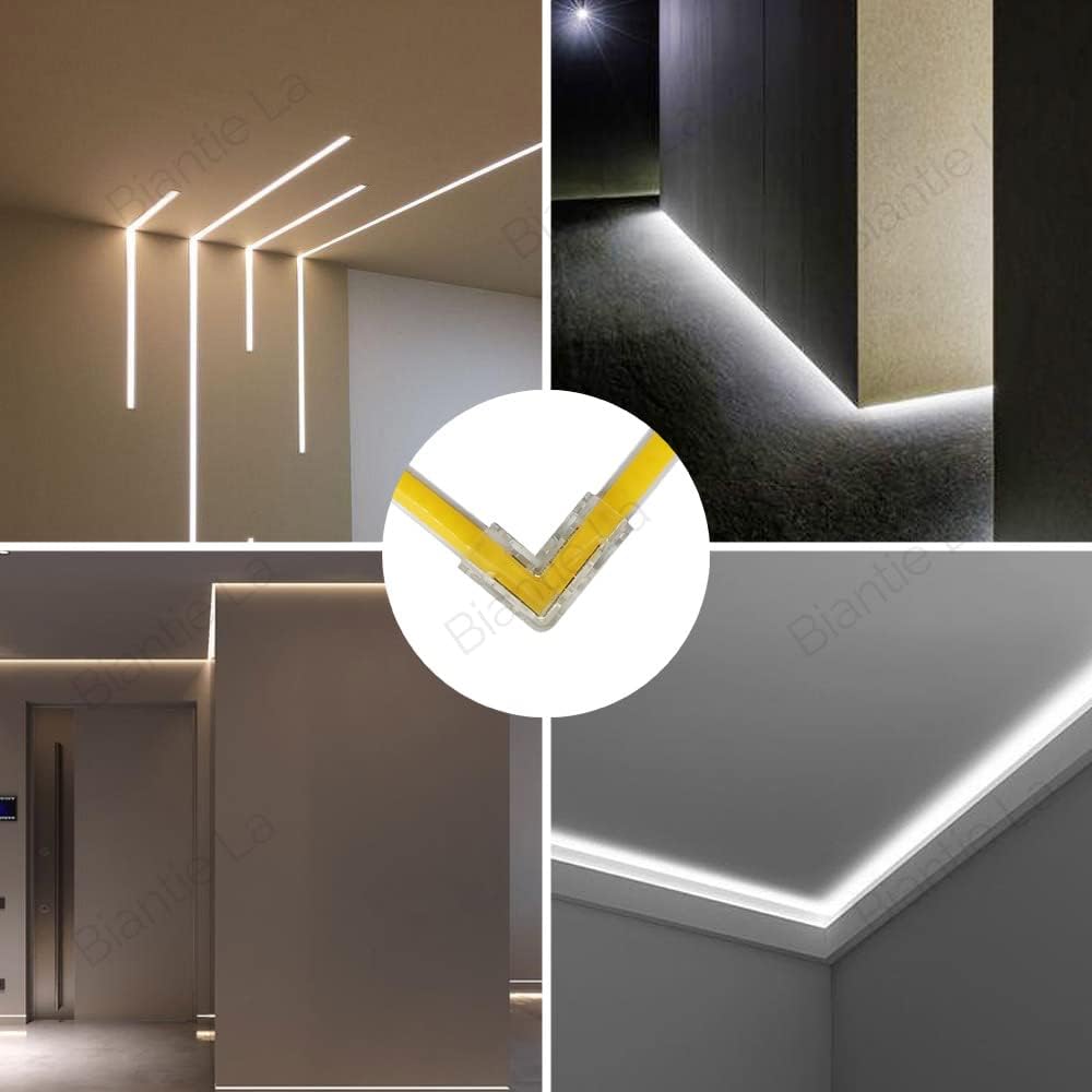 L Shape 5mm 2-Pin COB LED Strip Connectors Right Angle Corner Clips Solderless Adapter Extension for 12v Single Color LED Strip Lights