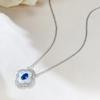 Lulu Tongzhu S925 Silver Necklace with White Mother-of-Pearl & Royal Blue Inlay 4x6mm Clavicle Chain Pendant for Women.