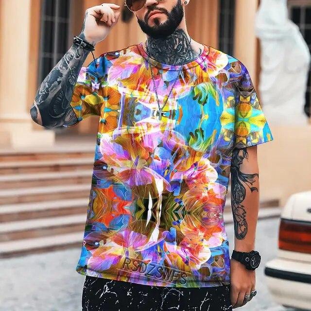 Letní pánské tričko Umění různých rozměrů 3D tisk Pánské topy Humorné Abstraktní Vtipné Šití Vysoká kvalita