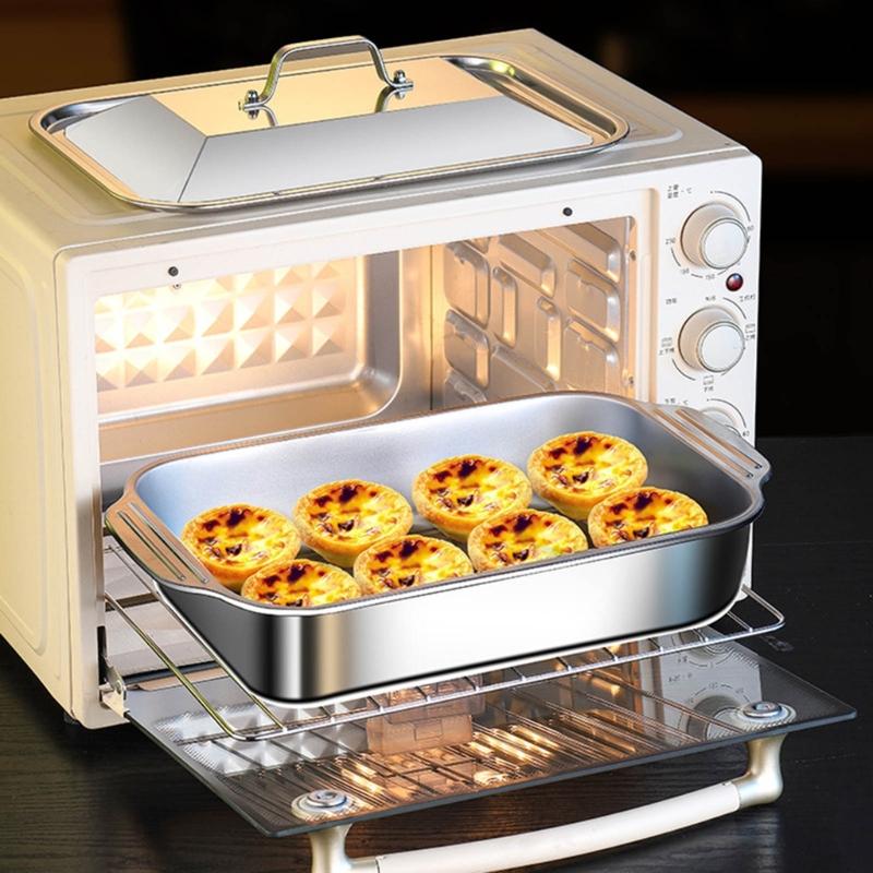 Multifunctional Stainless Steel Serving Tray Square Silver Food Platter Rusts Resistant Dishwasher Safe Dinner Tray