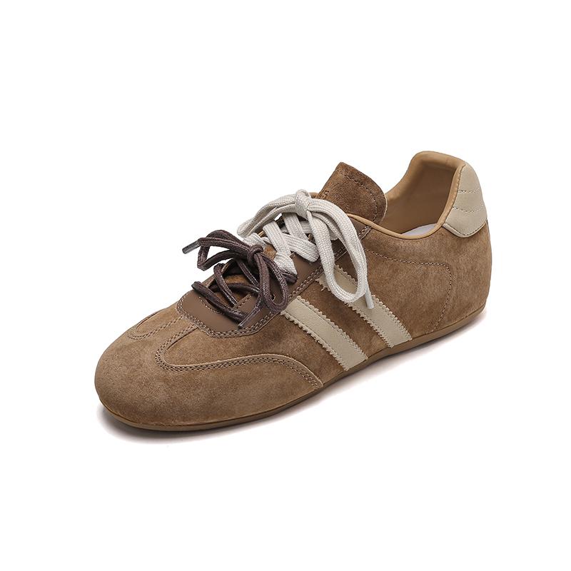 

Fashion Women s Sneakers 2025 New Genuine Leather Ladies Moral Training Shoes Casual Spring Flat Shoes Women Lace-up Round Toe Pumps 35 хаки