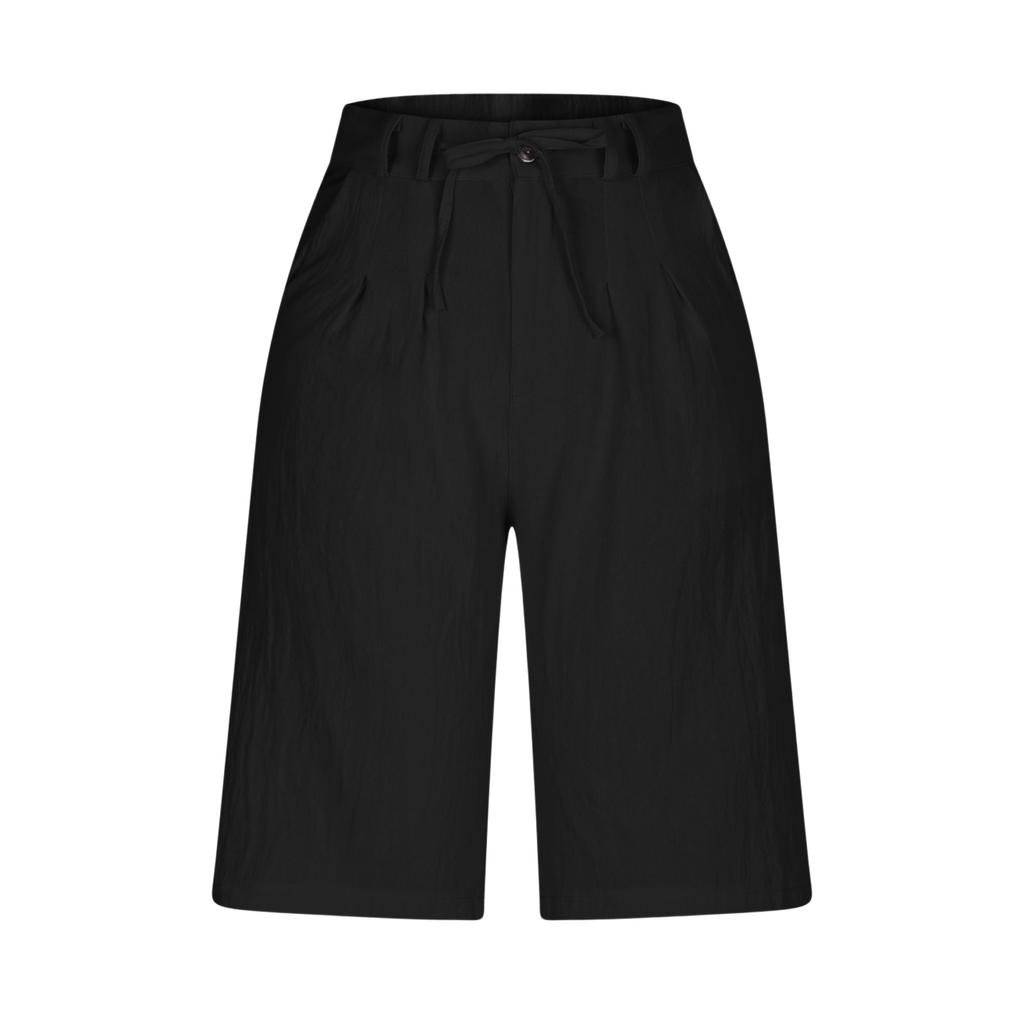 Women’s Casual Loose Fit Drawstring Waist Knee Length Shorts with Pockets for Everyday Wear and Comfort