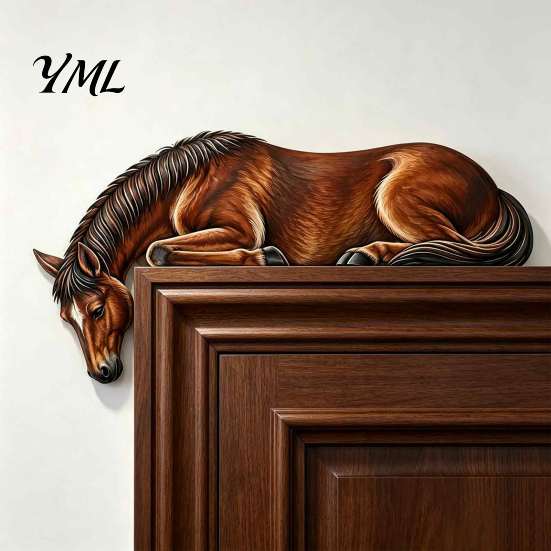 Wild Aesthetic Wall Hanging Western Horse Wooden Door Topper Decor, 2D Printed Rustic Frame Vintage Interior Wood Craft Ornament, Top Shelf Decoration