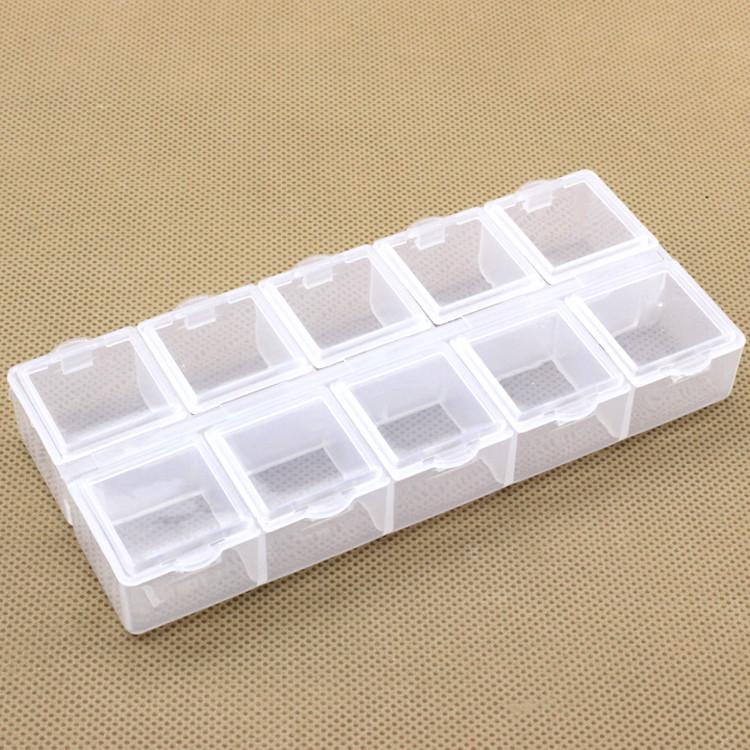 PP Large 10-Compartment Transparent Square Jewelry Storage Box with Lid