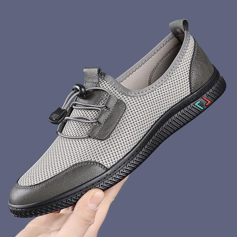Douyin New Men's Shoes Summer One-pedal Soft-soled Flying-woven Shoes 2025 Breathable Mesh Shoes Versatile Non-slip Driving Shoes