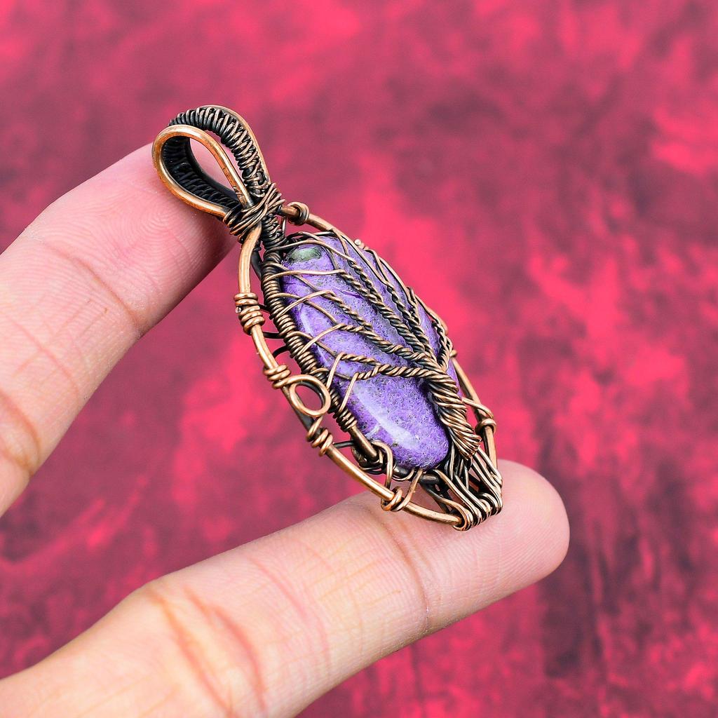 Tree Of Life Purpurite Pendant Copper Wire Wrapped Pendant Handmade Pendant Unique Copper Jewelry Natural Gemstone Pendant Anniversary Gifts