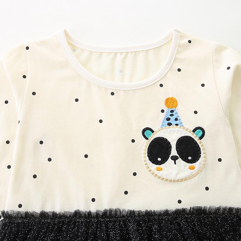 AostaBetty Girls' European & American Style Autumn Cotton Mesh Dress - Casual Round Neck