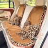 Leopard Print Winter Car Seat Cushion, Thick Warm Rabbit Fur, Soft & Comfortable Interior Cushion