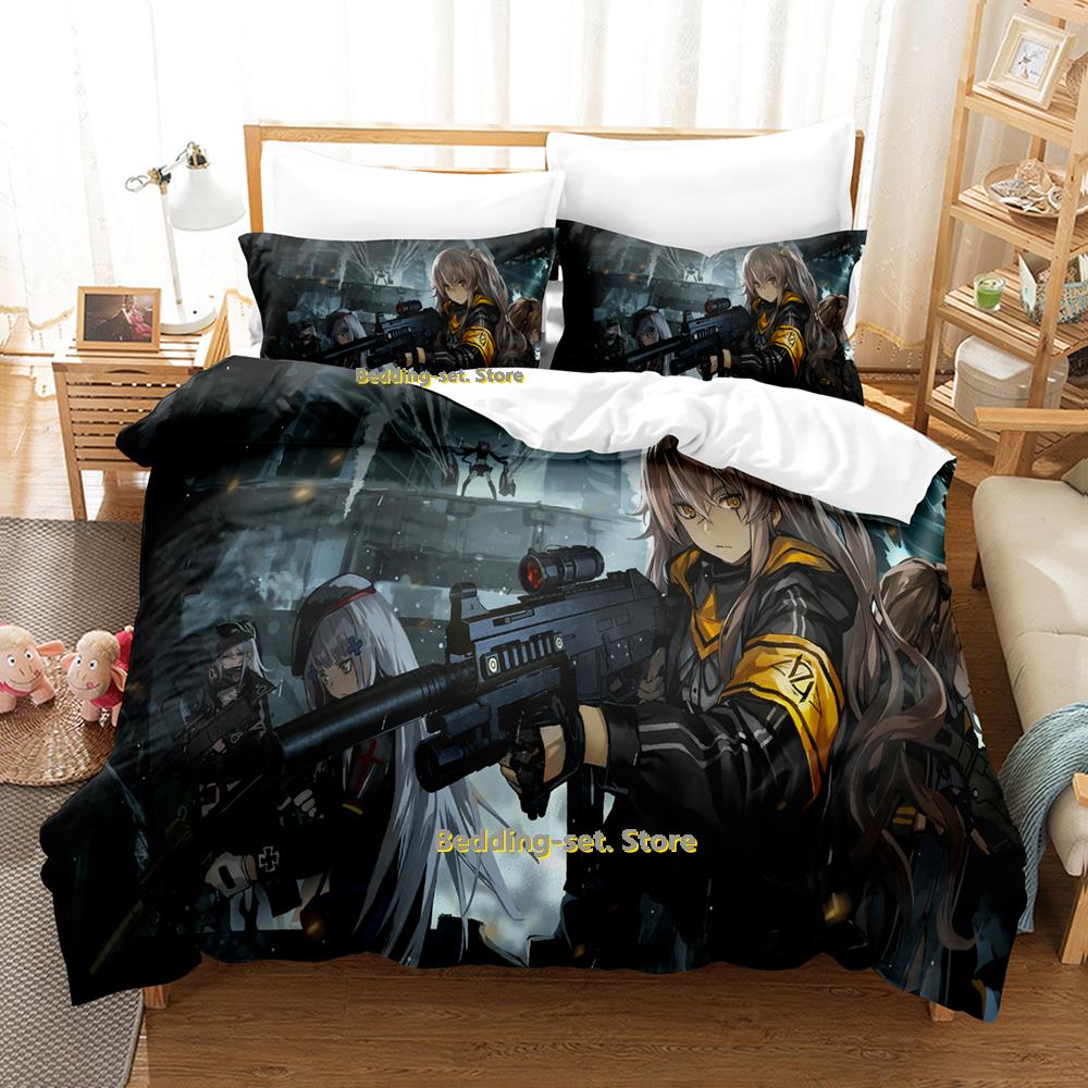 Game Girls Frontline Bedding Set Single Twin Full Queen King Size Bed Set Adult Kid Bedroom Duvetcover Sets Anime Kawaii 2023
