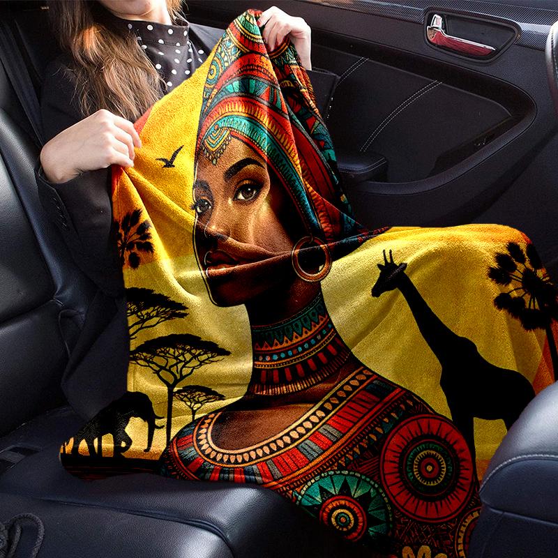 African Women Blanket Flannel Blanket for Bed, Sofa, Camping, Hiking, Picnic Essentials, Gift for Family Fan Gifts
