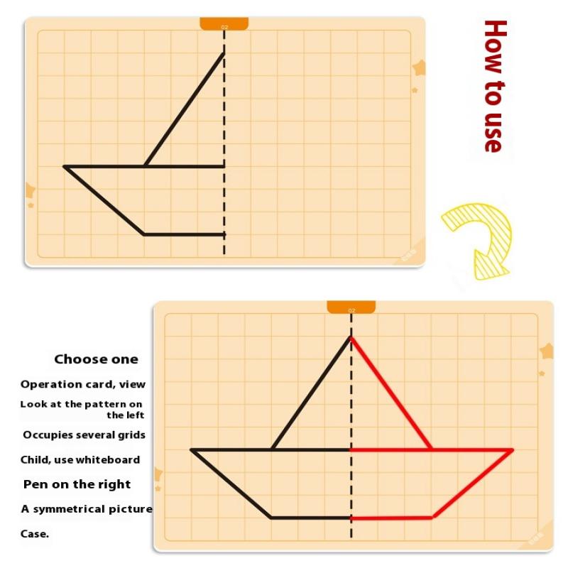 20 Page Children'S Grid Symmetrical Drawing Toy Focuses On Fine Motor Skills Writing And 2-Color Brush Control Training Drawing