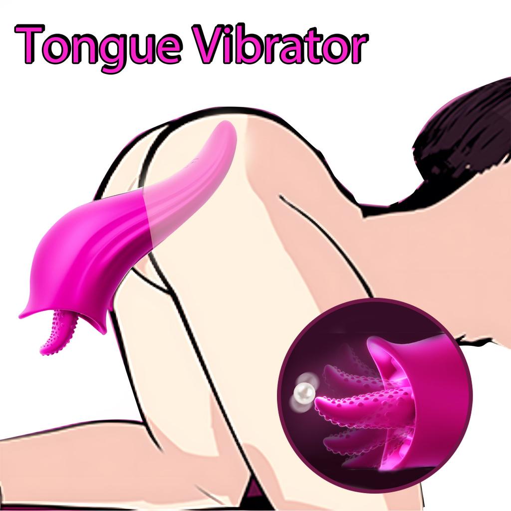 2-in-1 Tongue Vibrator, 30° Massage, 8 Powerful Stimulation Oral Sex Patterns, G-spot Stimulation Clitoral Nipple Vibrator Adult Rose Erotic Products