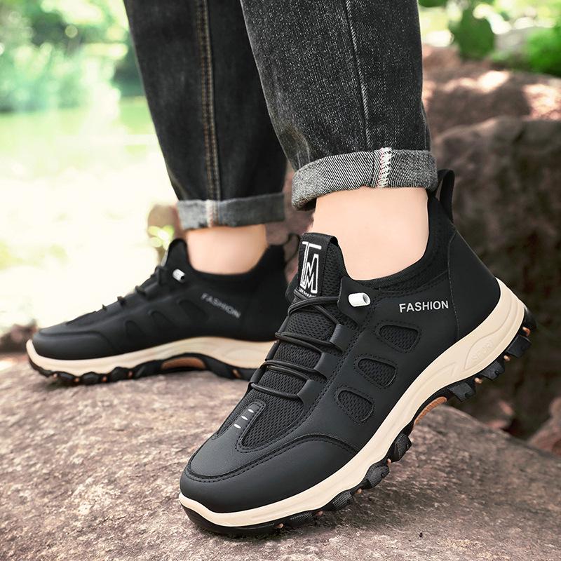 Men's Spring Breathable Outdoor Hiking Shoes - Lightweight, Comfortable Travel Shoes for Middle-Aged and Elderly
