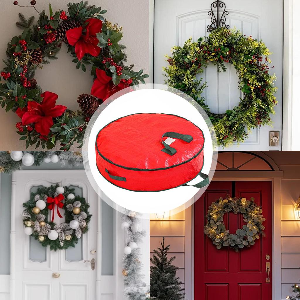 Christmas Wreath Storage Bag Dust Protection Waterproof Containers With Carry Handle Zippered Garland Storage Organizers