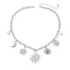 Sun Ray Necklace Vintage Alloy Accessories Spiral Personality Relief Portrait Moon Collarbone Chain Woman
