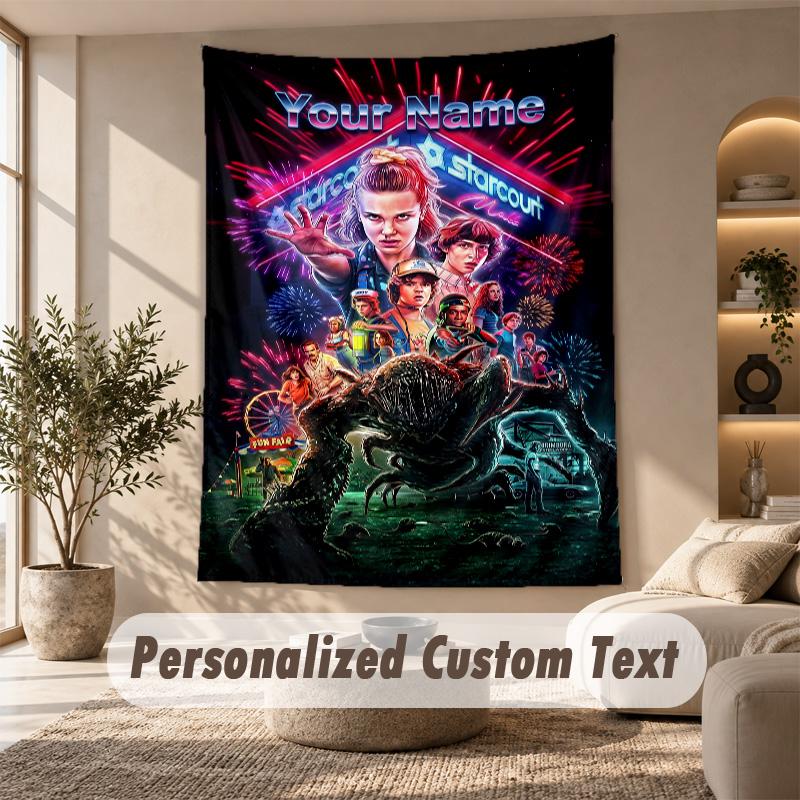 Tapestry Custom Name Text, Wall Hanging Tapestry Home Room DecorStranger Things