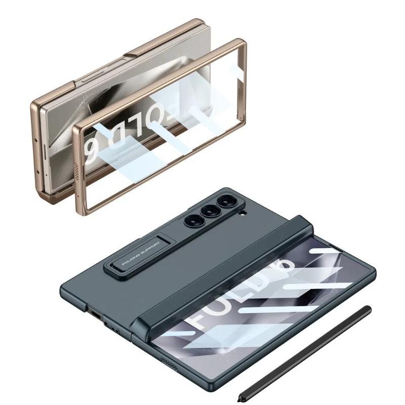 Ständer Hartplastik Magnethülle für Samsung Galaxy Z Fold 6 Z Fold 6 5G Magnetische Adsorption Scharnierschutz Telefonabdeckung Ständerhalter