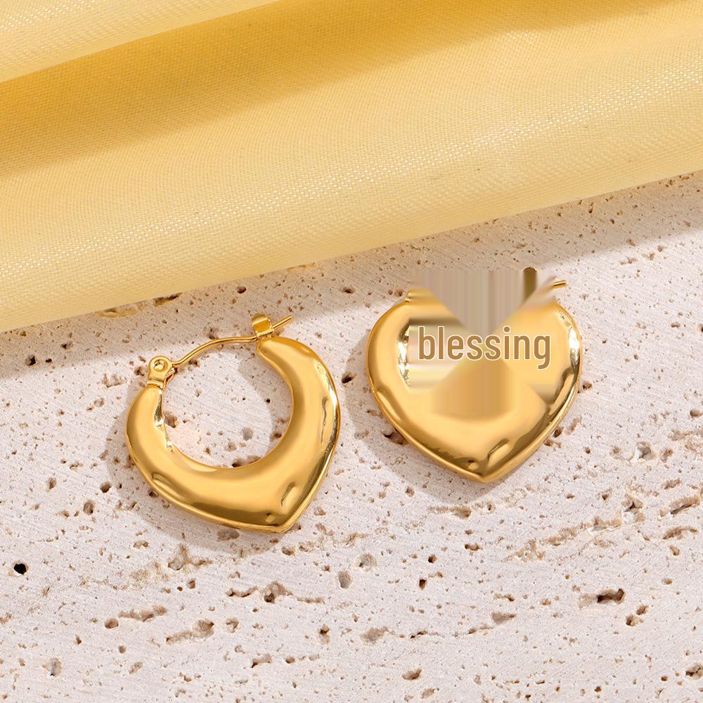 Stylish Gold Heart-Shaped Hoop Earrings for Women