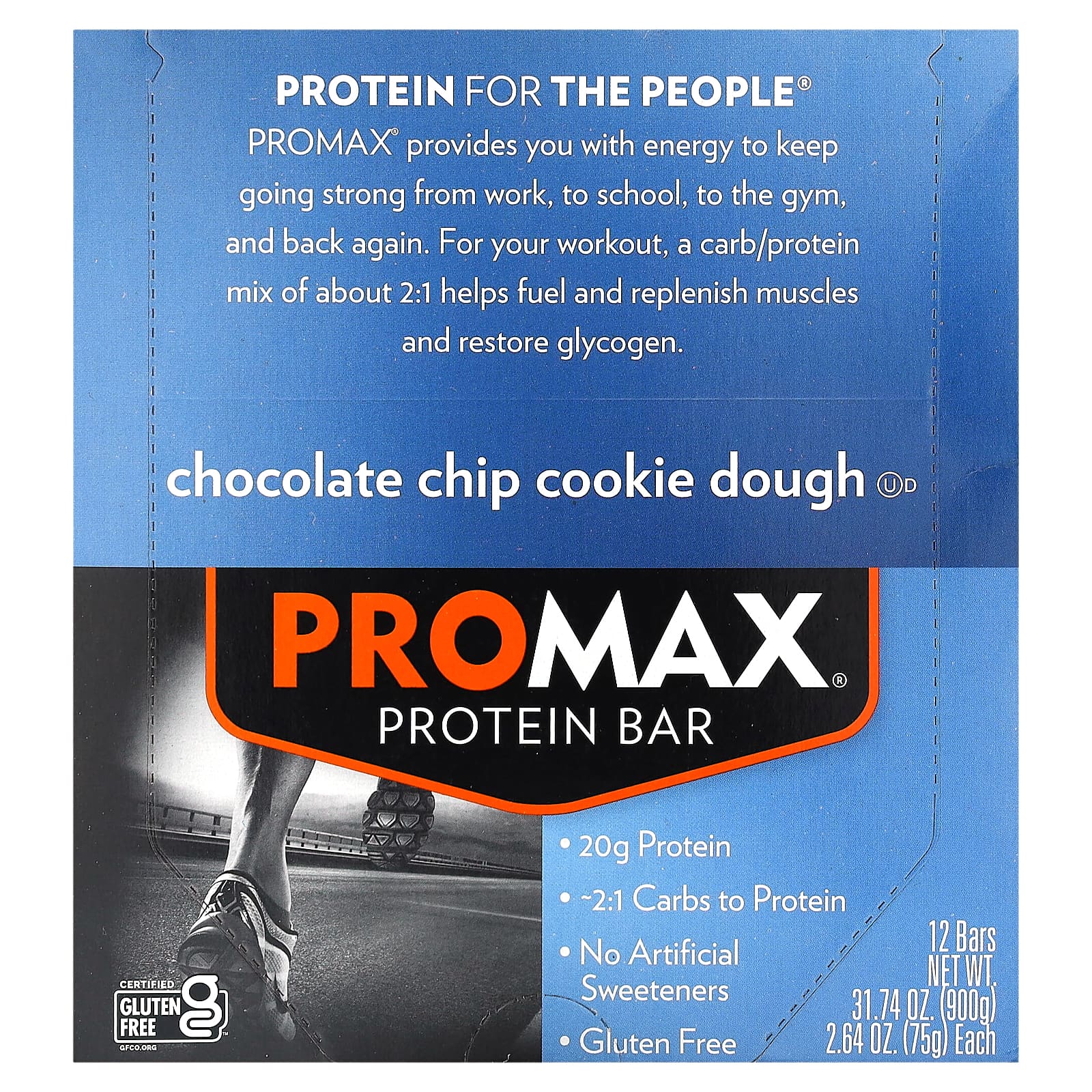 

NuGo Nutrition, ProMax Protein Bars, Chocolate Chip Cookie Dough, 12 Bars, 2.64 oz (75 g) Each