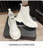 Women's White High-Top 2022 Genuine Leather Platform Casual Sneakers