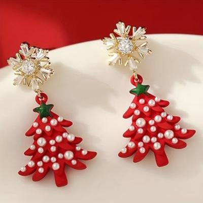 Europäische und amerikanische Mode Weihnachts-Schneeflocke Weihnachtsbaum Ohrringe, Personalisierter Damen-Festschmuck, Geschenke