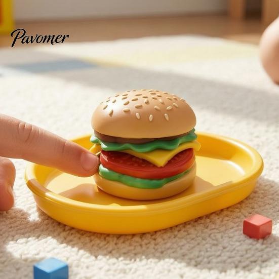 Durable Fidget Gifts for Kids Hamburger Squeeze Toy, Food Shape Slow Rising Realistic Novelty Desk Toys Soft Burger Stress Relief Sensory Toy Anxiety