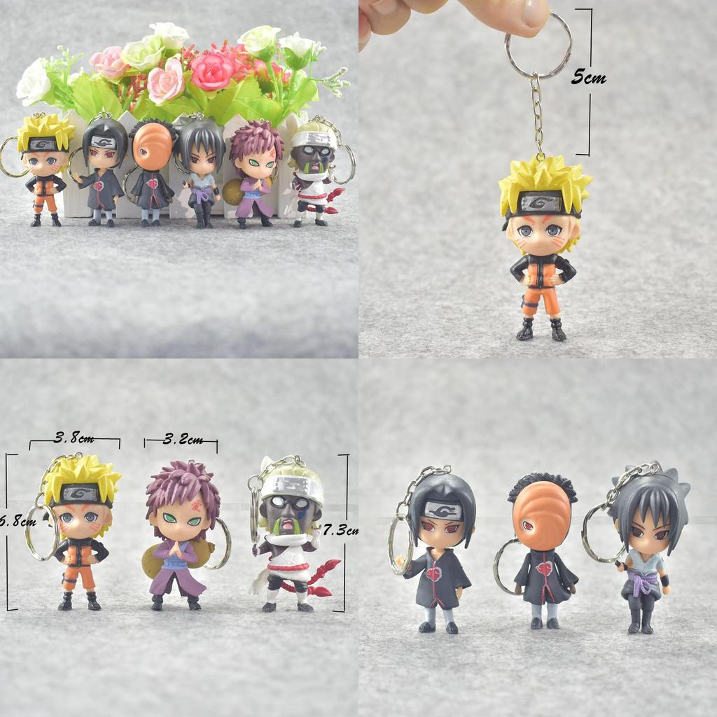 New 6pcs Naruto Pvc Figure Keychain Key Ring Toy Pendant Stylish Anime Cosplay Gift