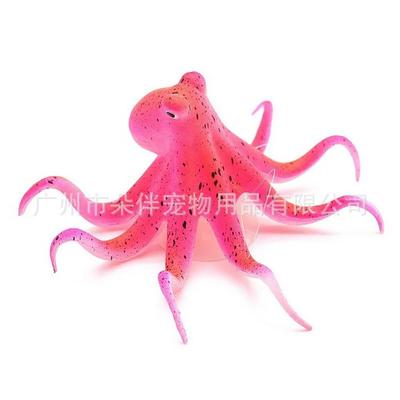 קישוט אקווריום תמנון מלאכותי פלואורסצנטי עם קישוט דגי טנק כוס יניקה