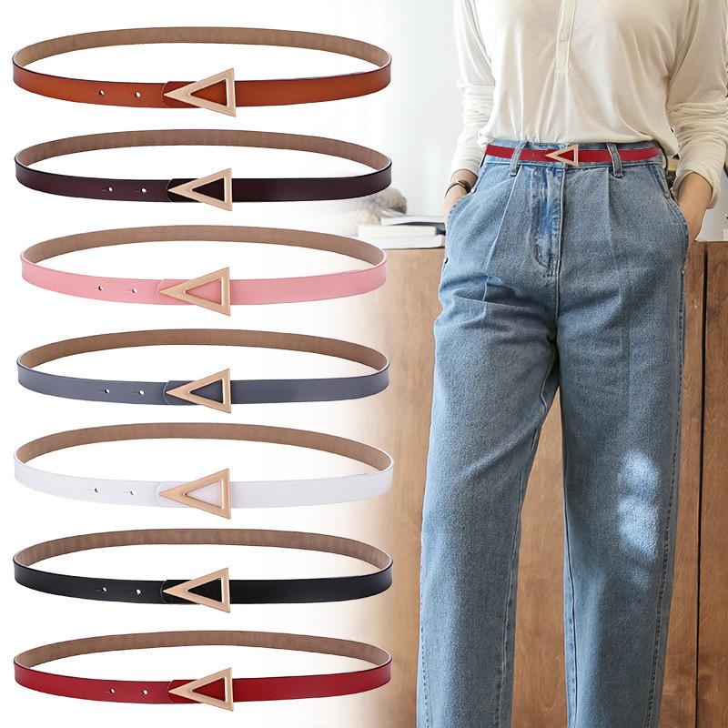 Women Simple Chic Belt With Metal Triangle Buckle For Dress And Attire Formal