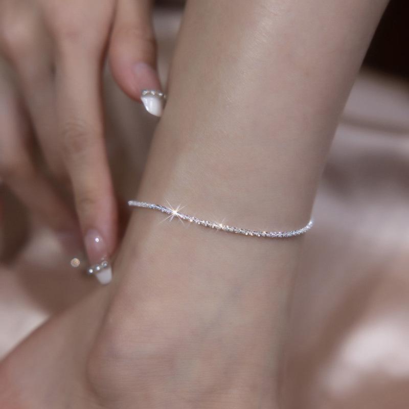 Sparkling Anklet Summer Temperament Light Luxury Niche Design Sparkle Starry Beach Anklet Bracelet Necklace Jewelry Gift