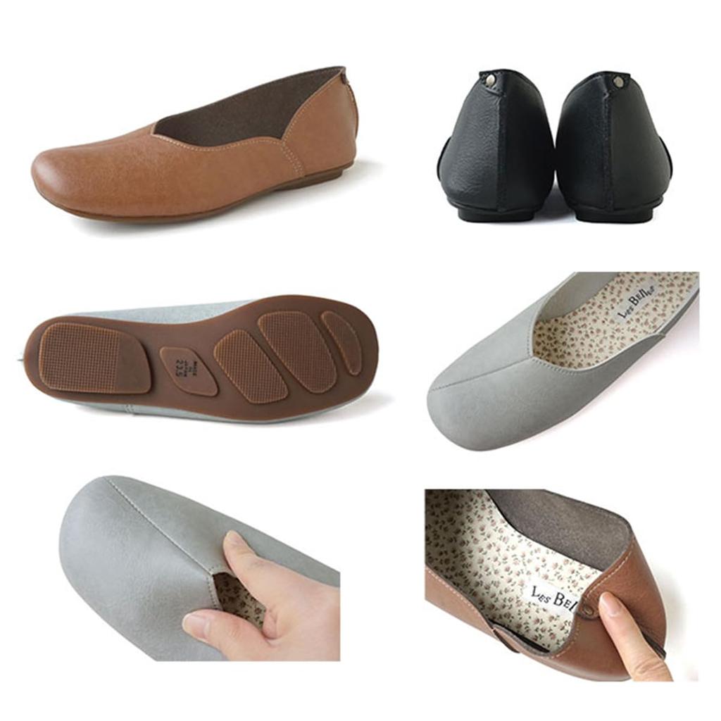 Belle & Sofa - Comfortable Ballet Flats, Women's Flats, Slip-Ons, Comfortable, Vegan Leather, Made in Japan, TULIP (Black, 24.0 cm)