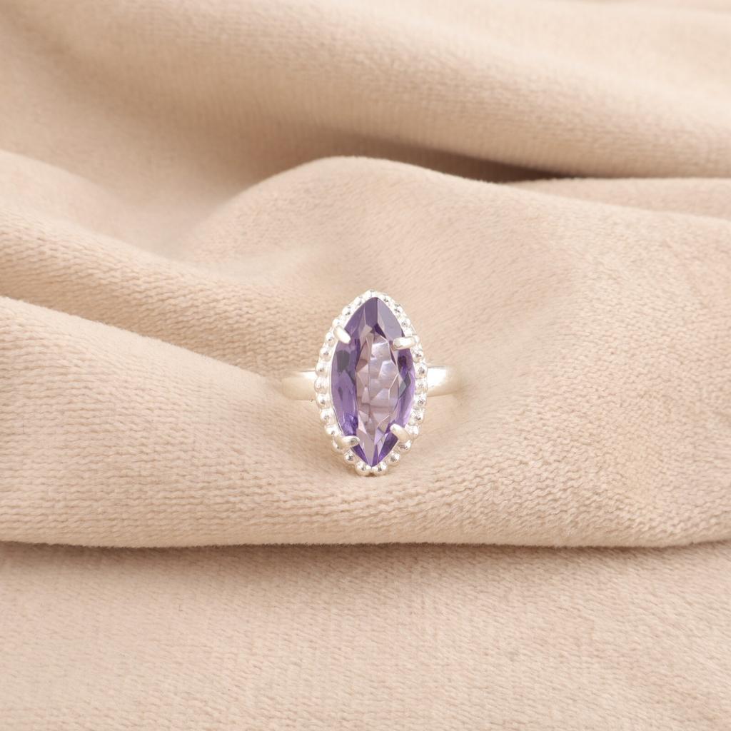 Purple Iolite Gemstone 925 Sterling Silver Handcrafted Jewelry Engagement Ring RR-64-3
