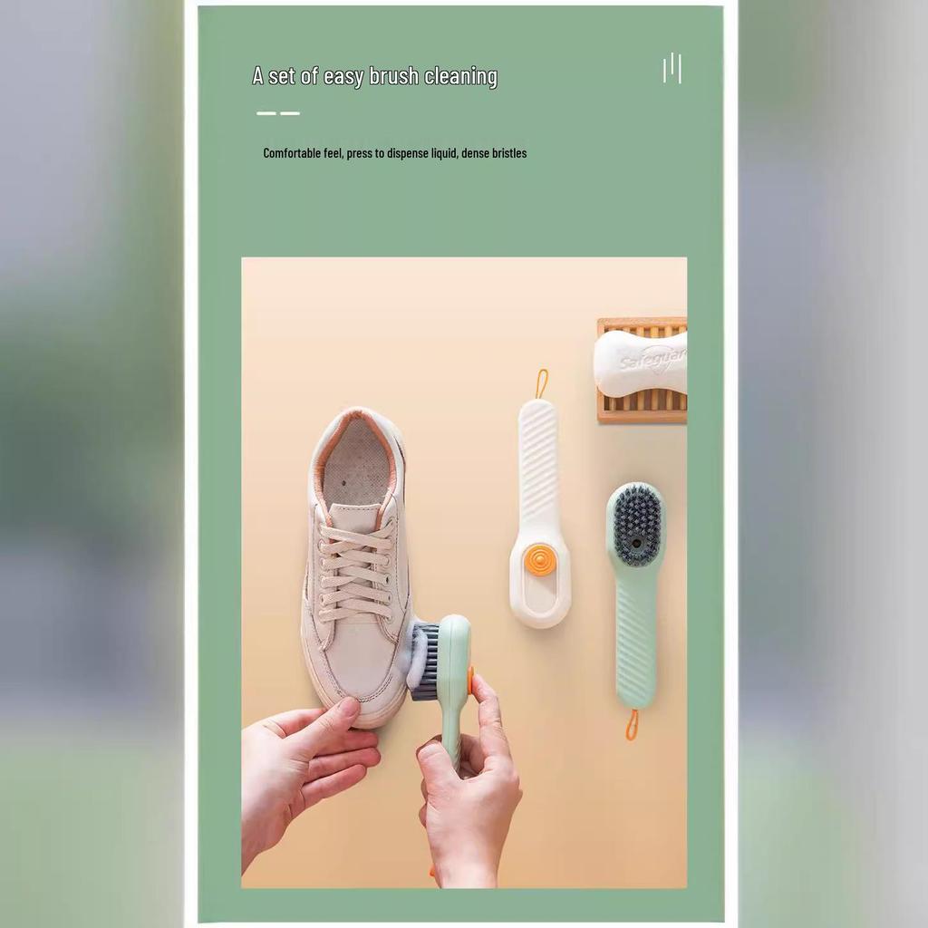 Multifunctional Shoe Cleaning Brush with Liquid Dispenser and Soft Bristles