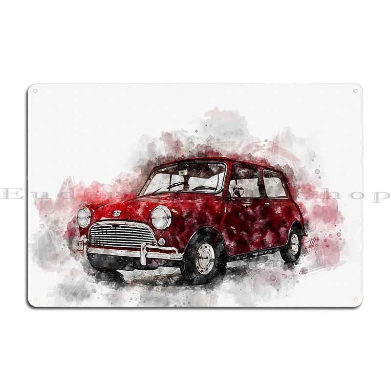 Austin Mini Rallye Seven N8 Der klassische britische Nutzwagen mit Union Jack Unterseite Metall-Garagen-Club-Bar Retro-Blechschild Poster