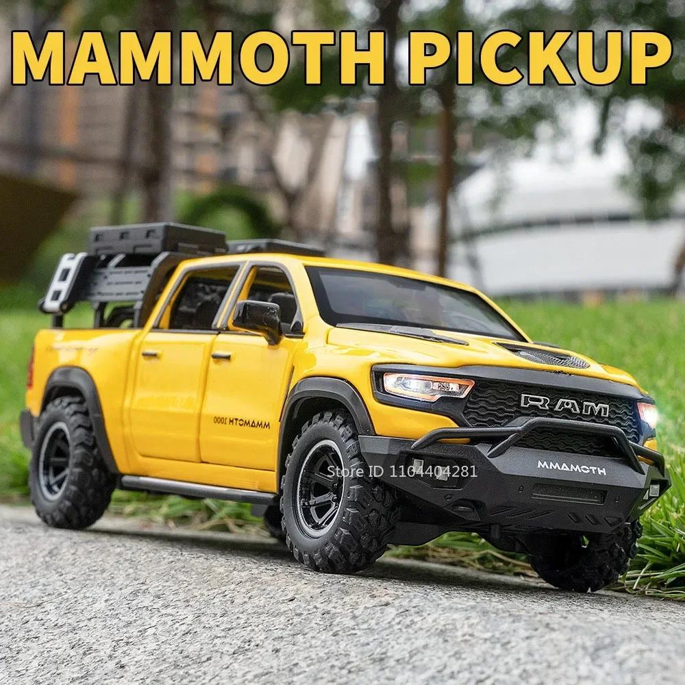 1:32 Mammoth RAM Alloy Miniature Model Diecast Pickup Toys with Sound Light Pull Back Doors Opened Metal Vehice for Boy Toy Gift