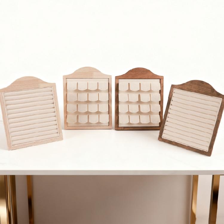 Flannel Lined Wood Rings Holder Display Stand For Secure Jewelry Presentation In Stores And Homes
