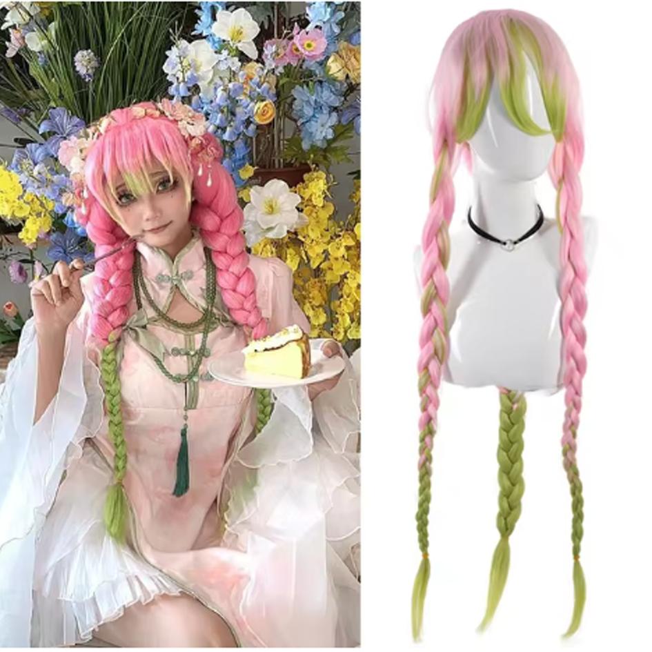 Synthetic Wig Lolita Cosplay Double Ponytail Long Straight Hair Anime Game Cosplay Hair Extensions Halloween Christmas Dress Up