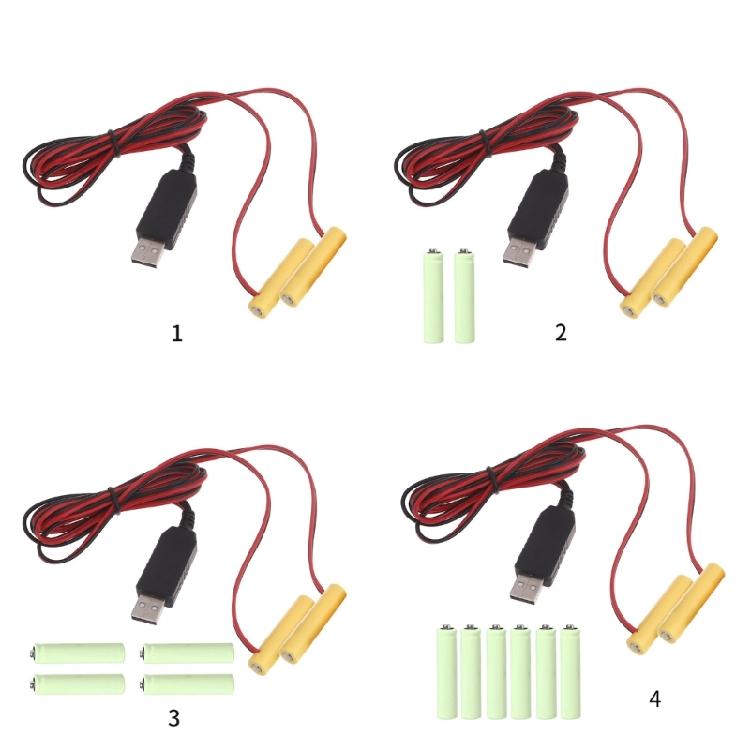 USB To 1.5V 3V 4.5V 6V AAA LR03 Battery Eliminators for LED Light Electronic Toy