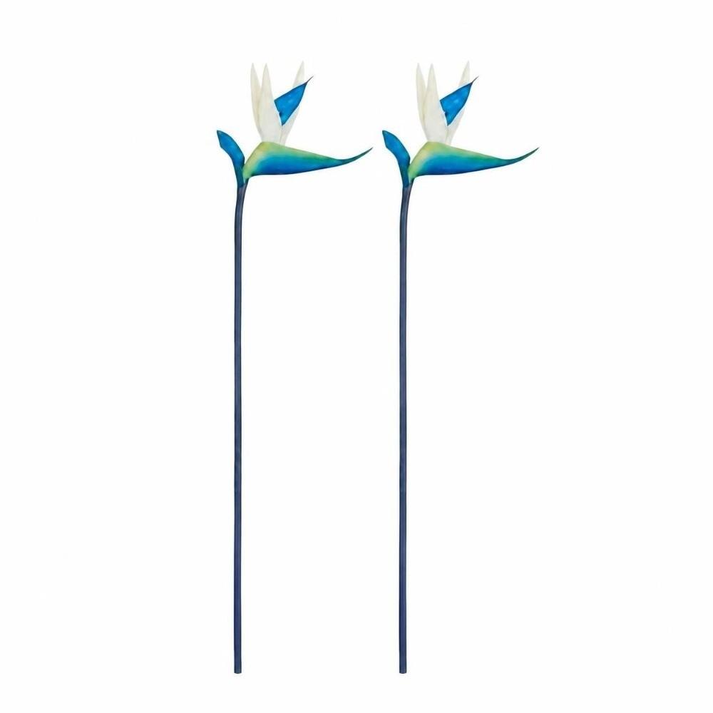 2 Pcs PU Artificial Bird of Paradise Flower Red No Fade Decorative Paradise Bird Plant Long Stem 23.62in Fake Greenery Plants