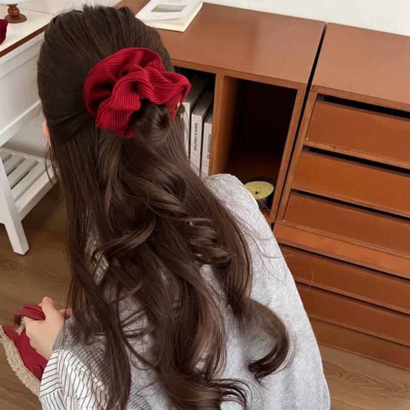 Christmas Red Ankara Scarf Scrunchie - New Year Hair Tie for Women