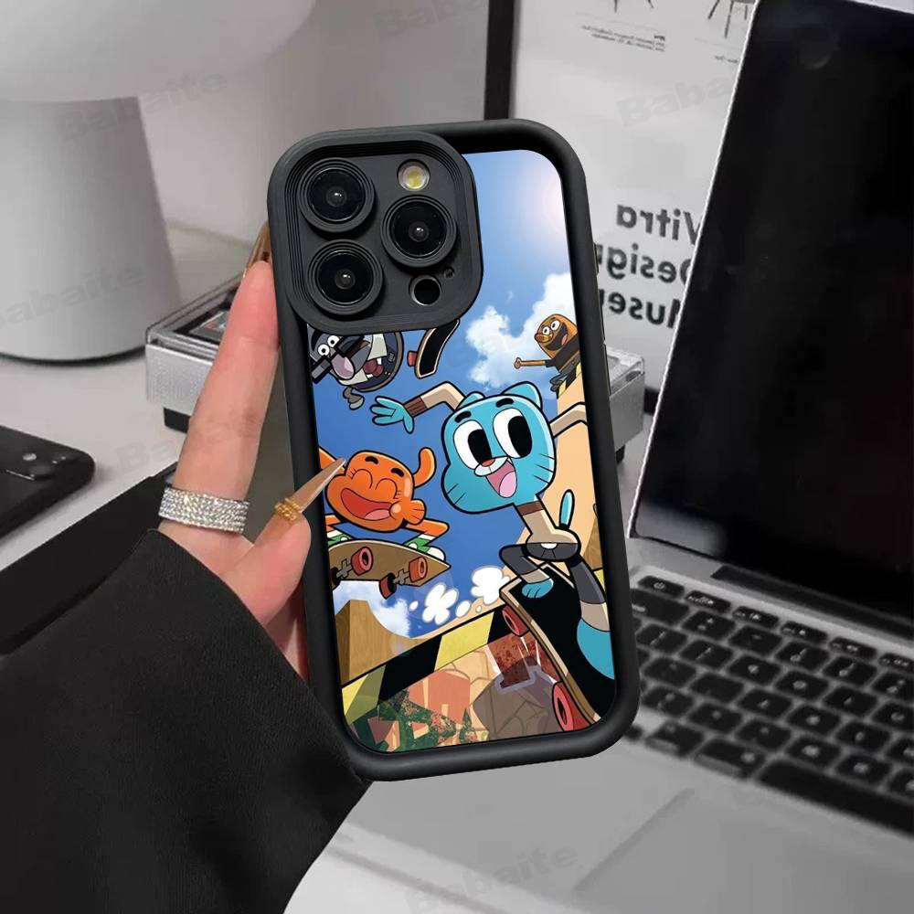 Cute Amazing-World G-gumball Phone Case For IPhone 17 16 15 14 13 12 11 Pro Max Plus Black Full Coverage TPU